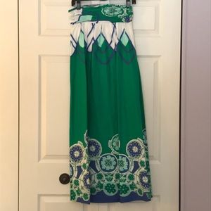 Green blue Anthropologie maxi dress